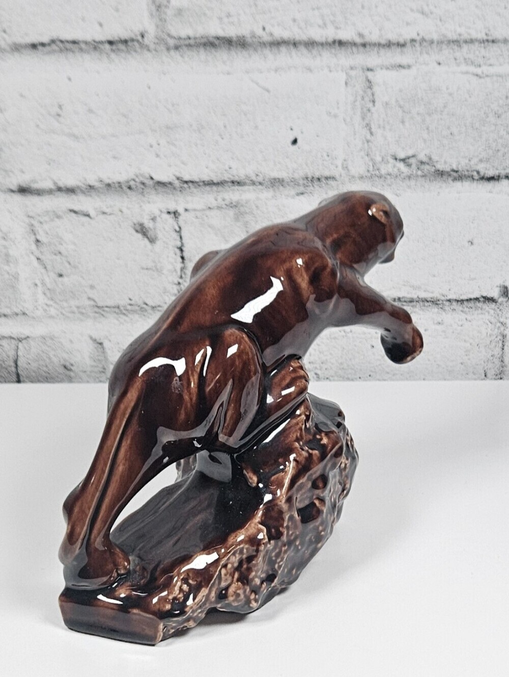 Blue Mountain Pottery Brown Cougar Panther Figurine Canadian Art Pottery - Picture 7 of 12
